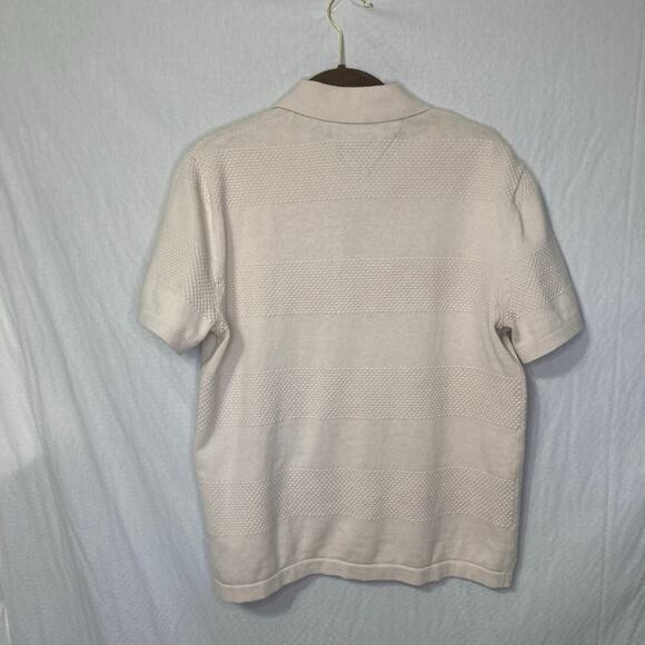 Tommy Hilfiger Men's Cream Textured Polo Shirt Classic Casual - Picture 2 of 9